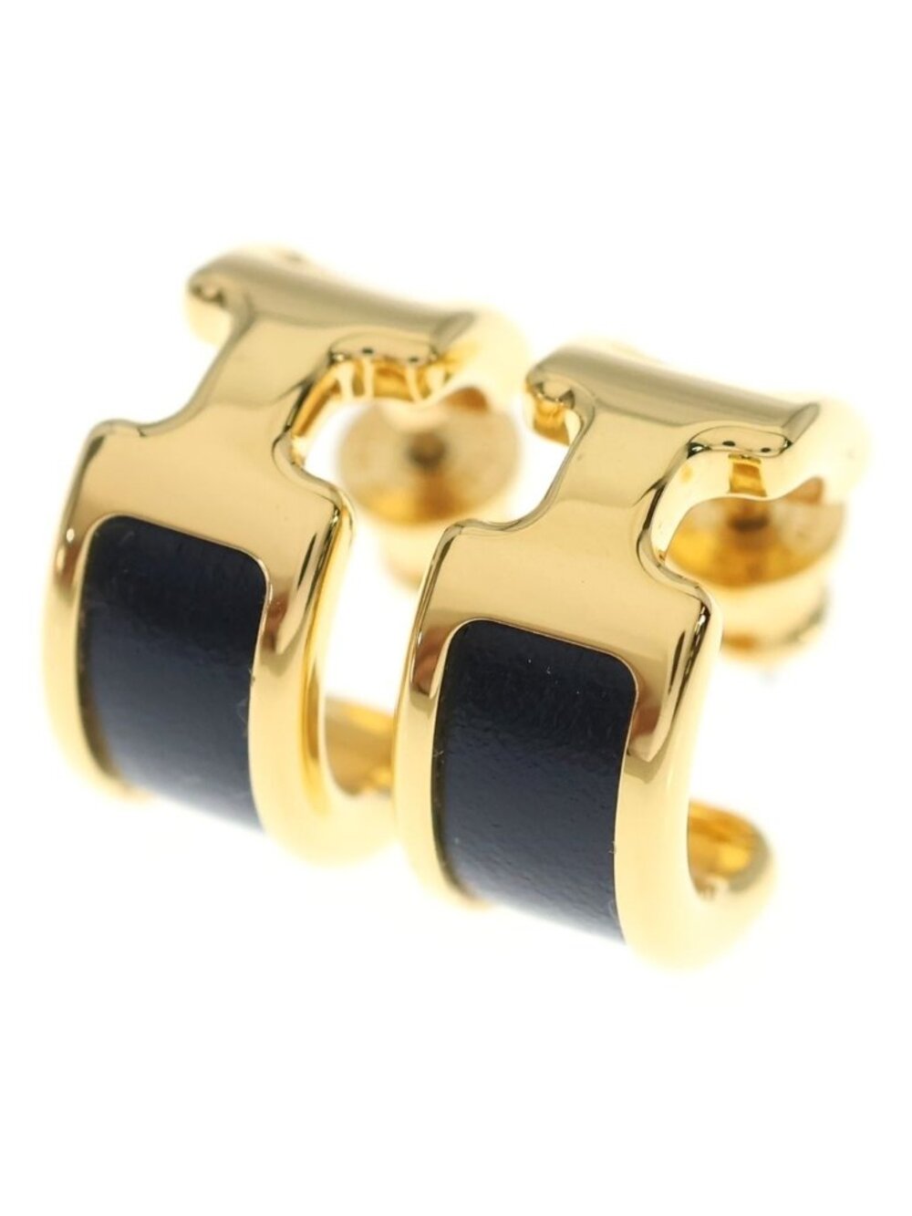 Hermes Olympe PM Earrings Black Gold